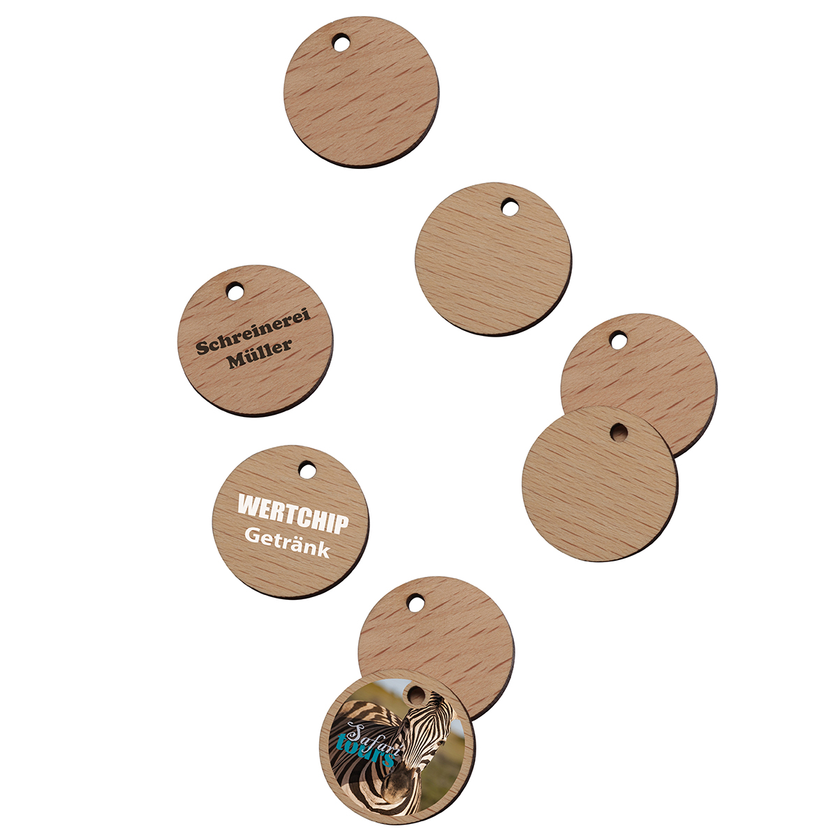 Holz-1€-Chip aus Birkenholz