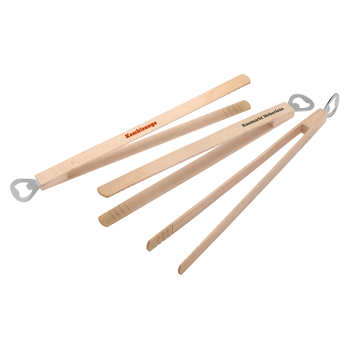 Holz-Grillzange mit Flaschenöffner